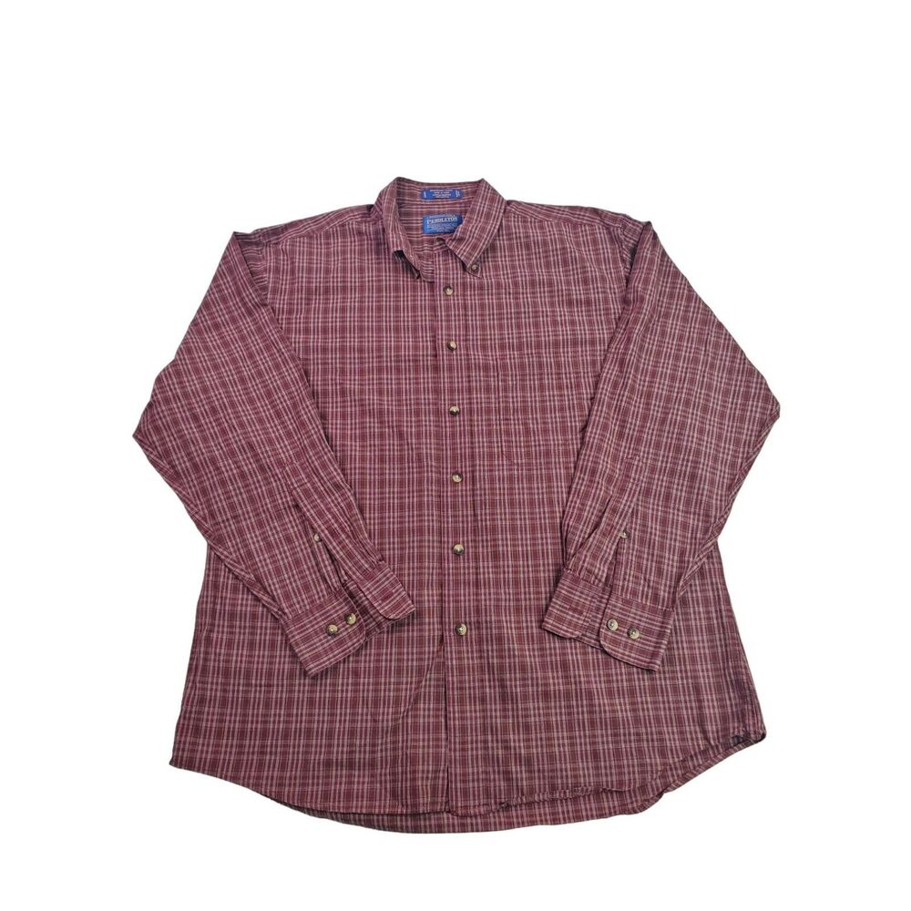 Pendleton Broadway Cloth Mens L Large Wrinkle Resistant Button Front Shirt‎